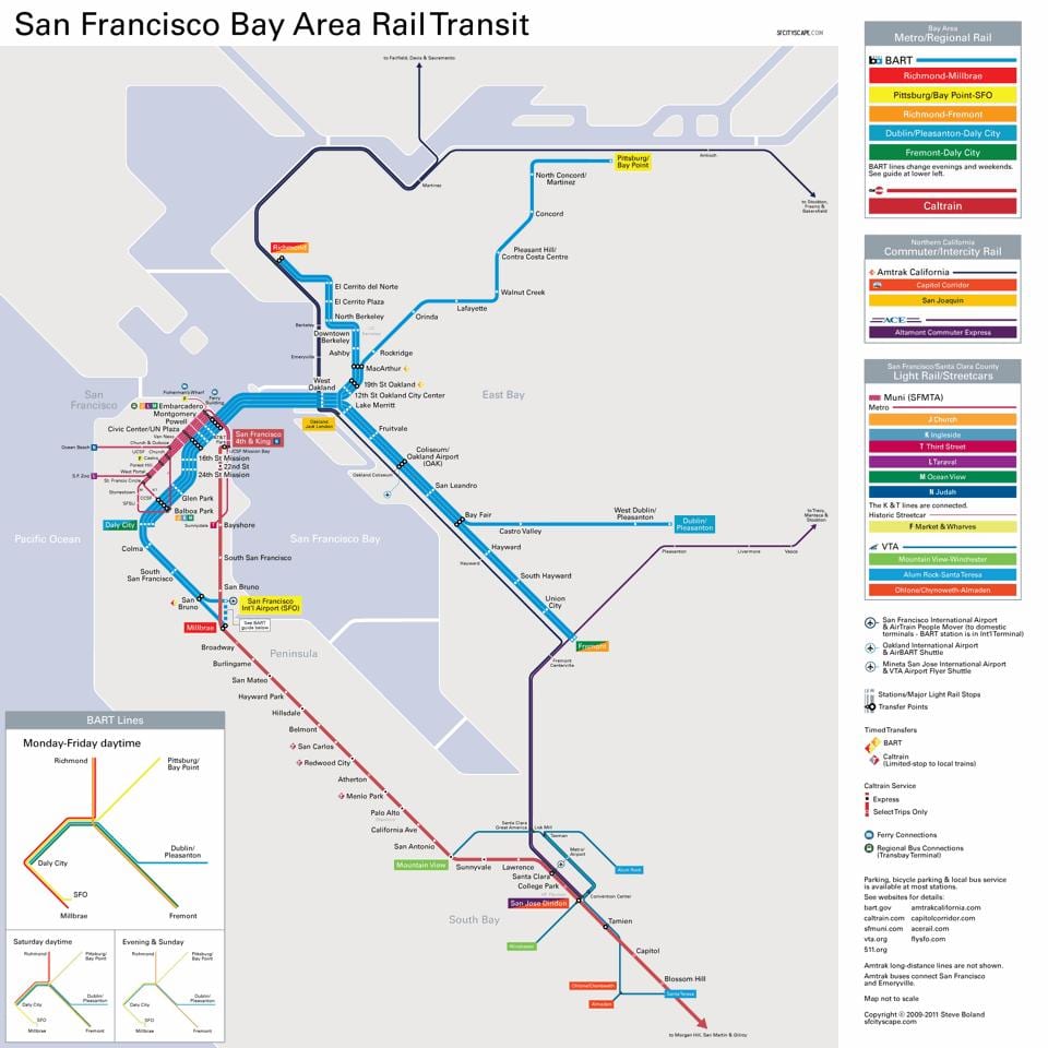 bart stacijas San Francisco karte