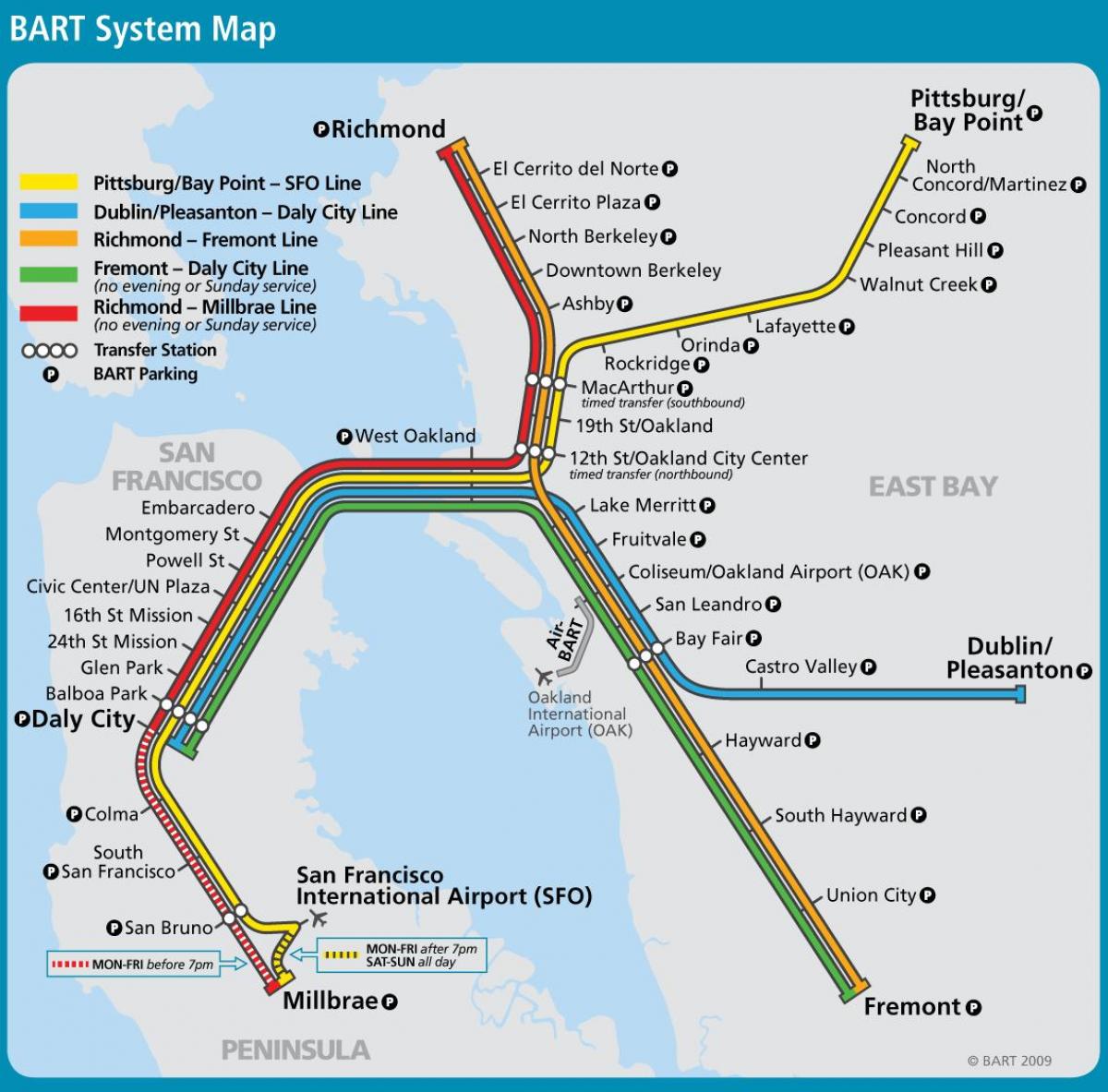 San Francisco bart sistēmas karte