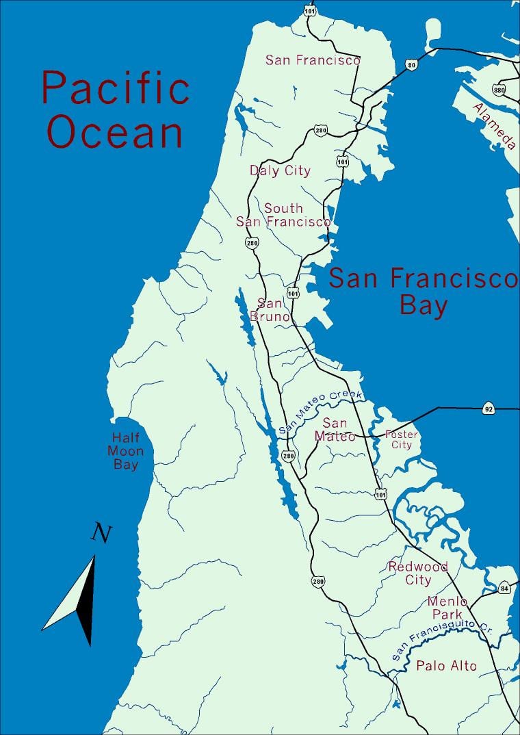 Karte bay area pussalā