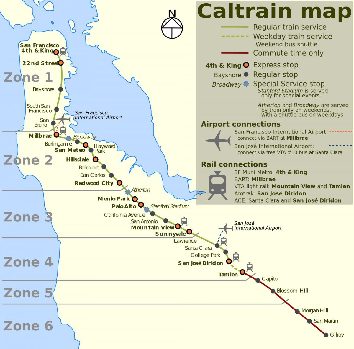 San Francisco caltrain karte
