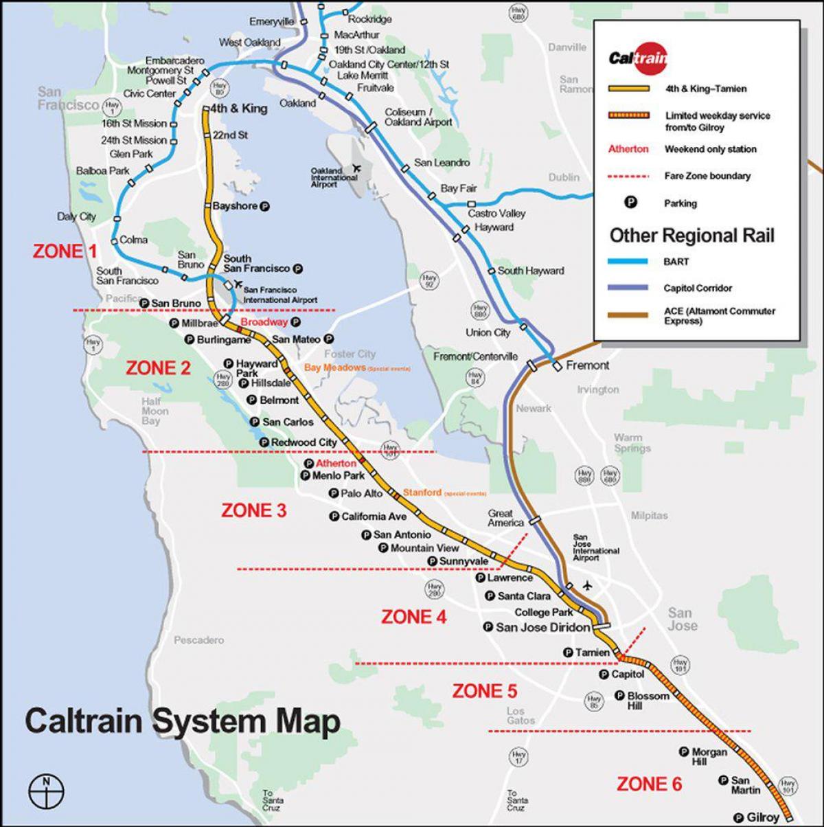 caltrain maršruta karte