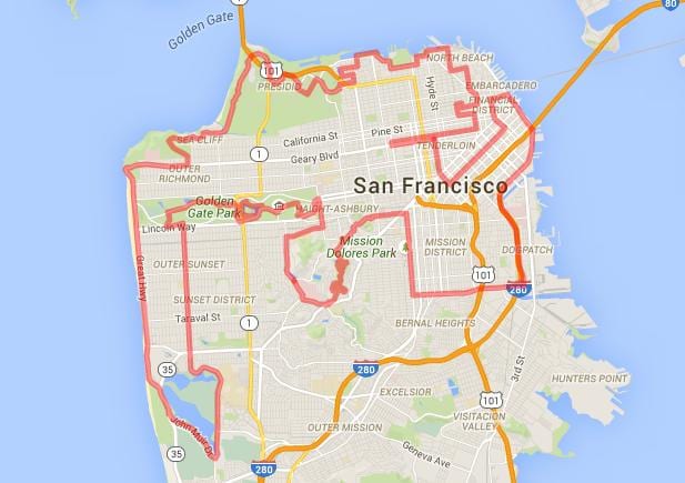 golden gate park velosipēds takas karte