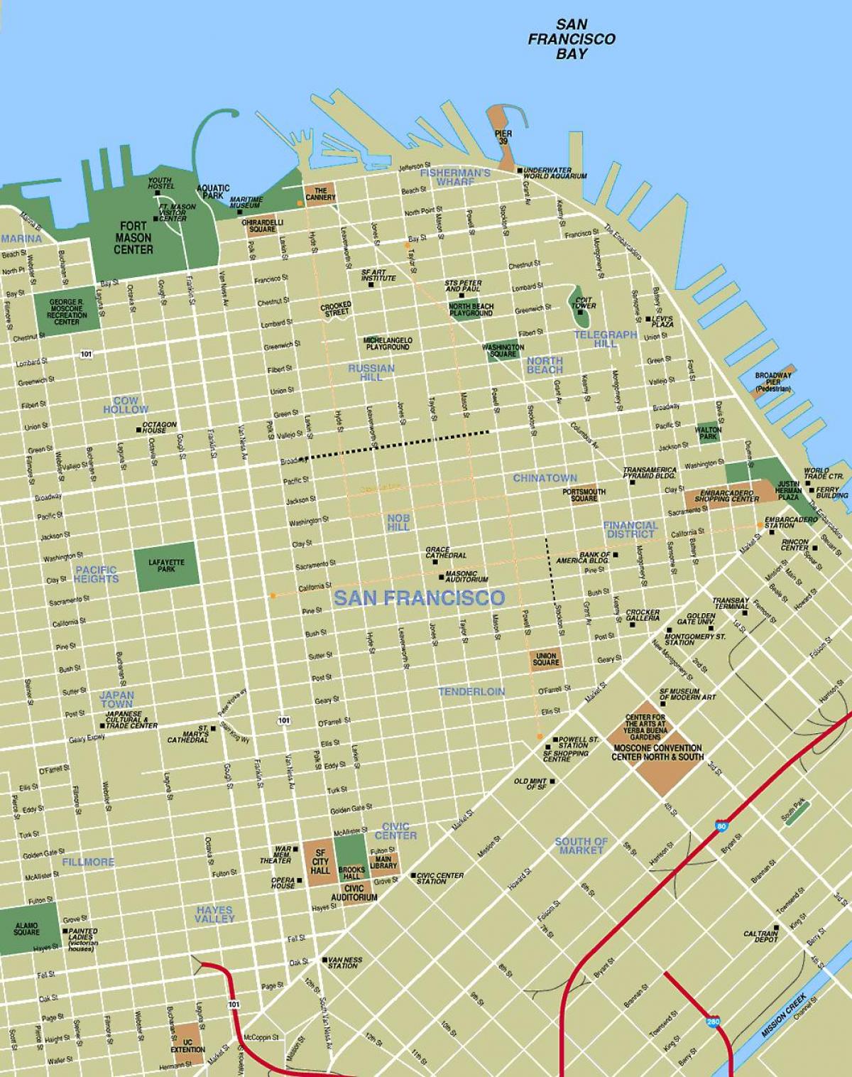 karte downtown San Francisco, ca