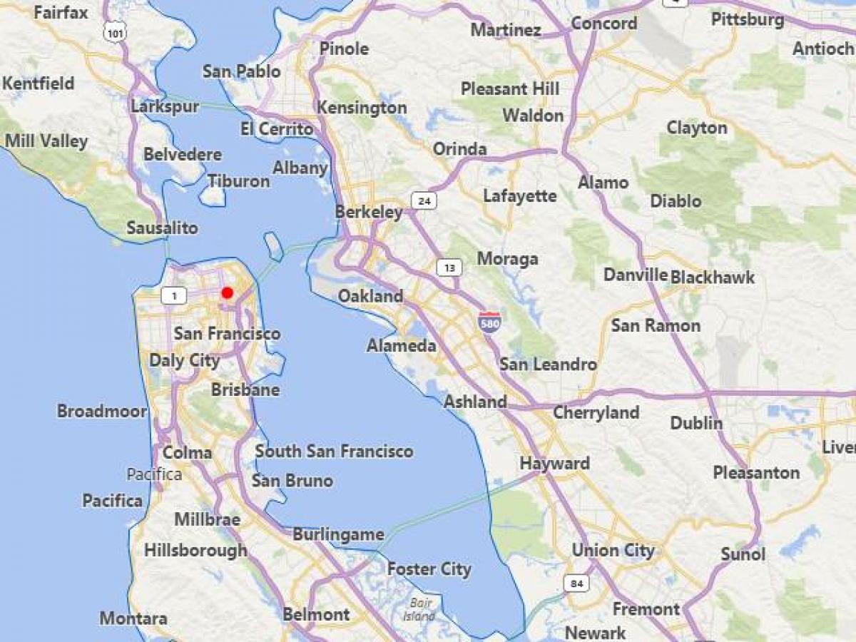 kartes kalifornijas pilsētām netālu no San Francisco
