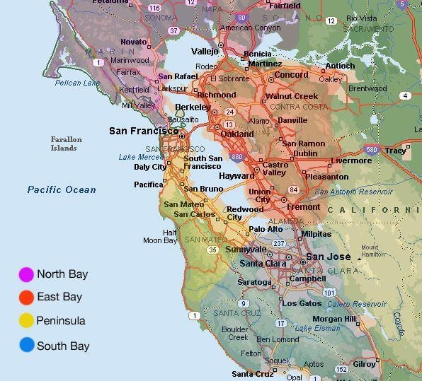 San Francisco laukums karti un apkārtnē