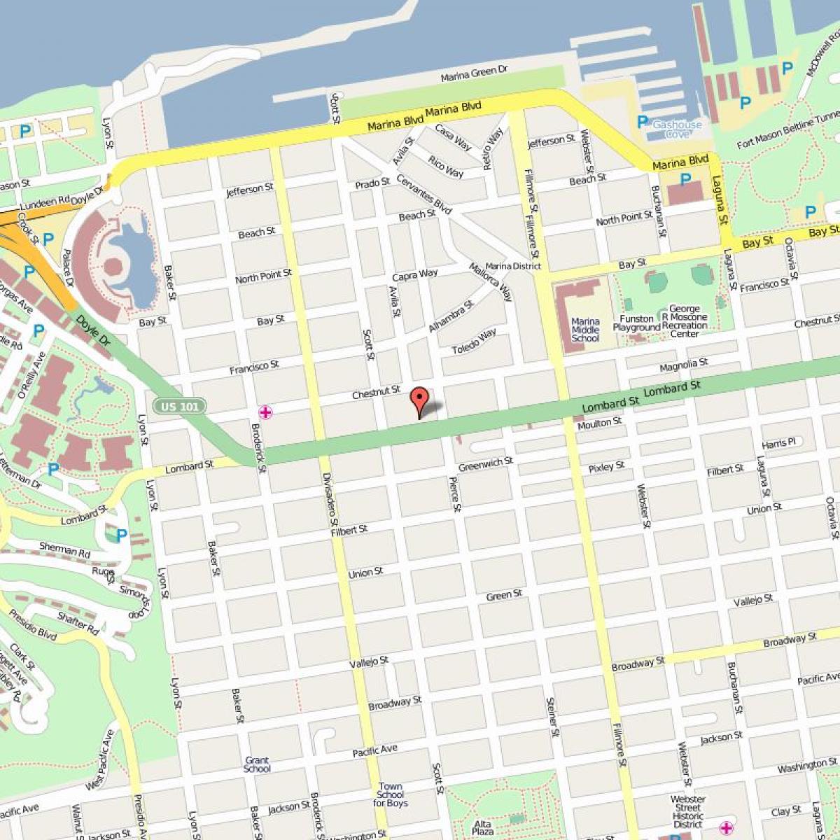 Karte lombard street, sanfrancisko
