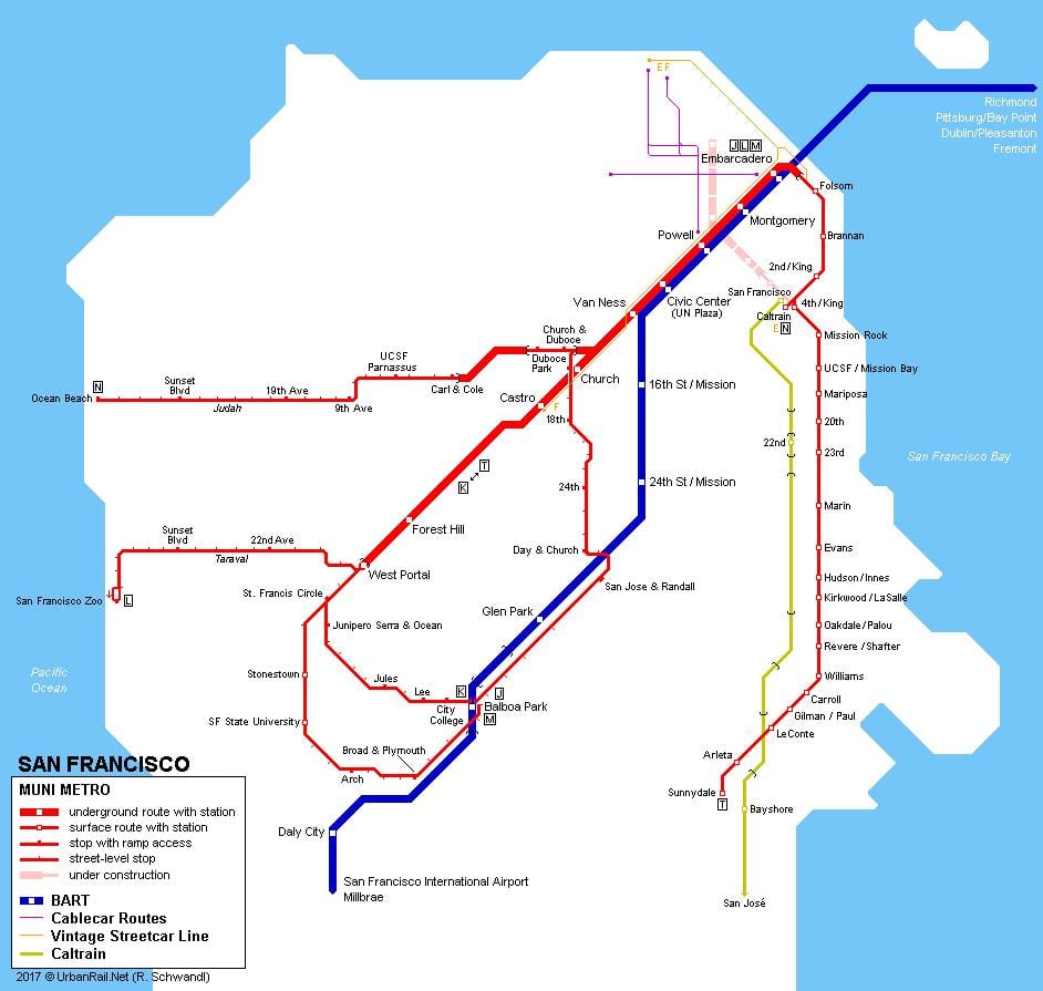 SF muni vilcienu karte