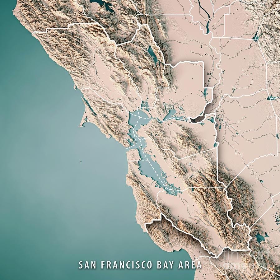 Karte San Francisco bay topogrāfiskās