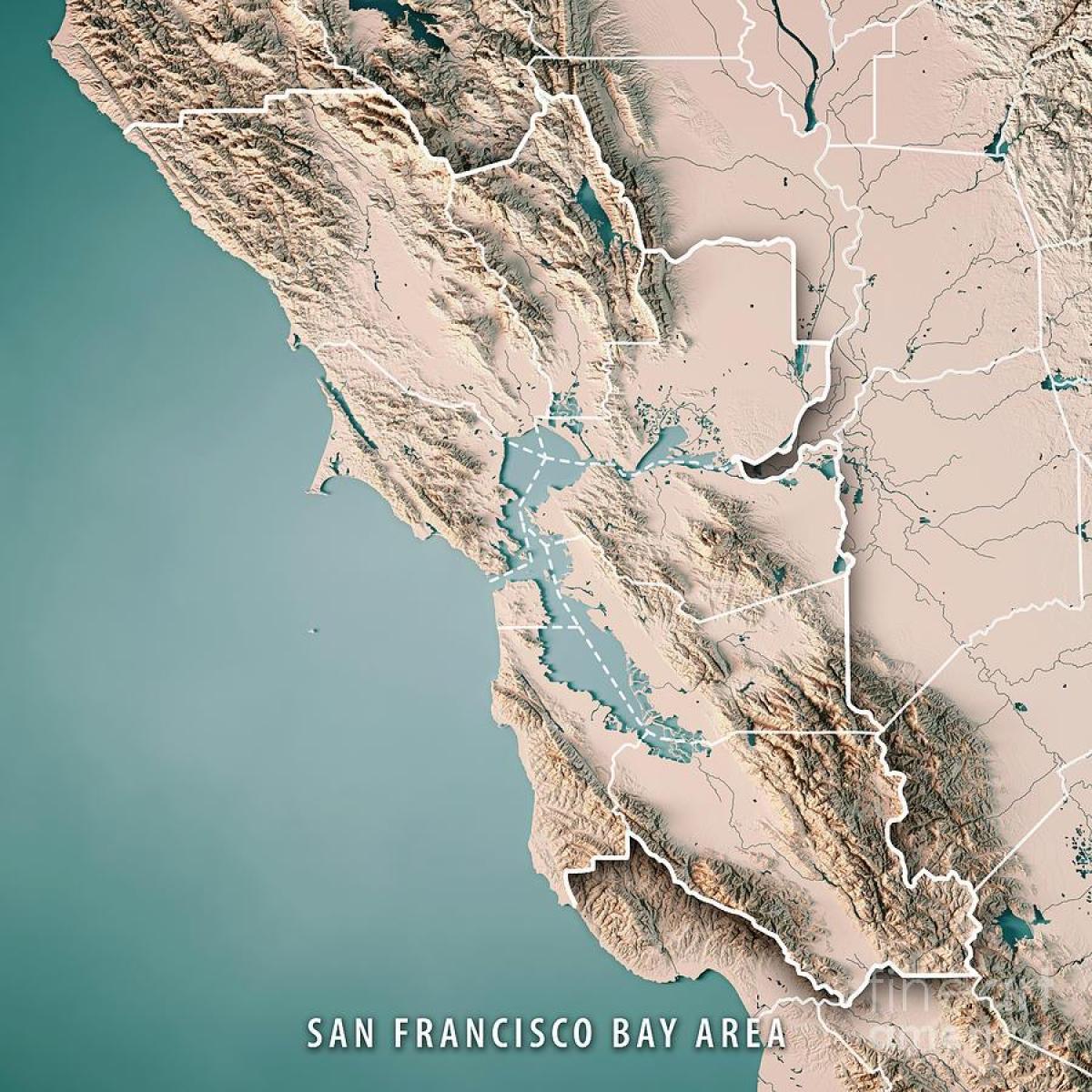 Karte San Francisco bay topogrāfiskās 