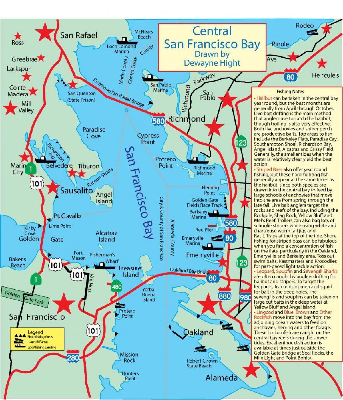 Karte San Francisco bay zvejas 