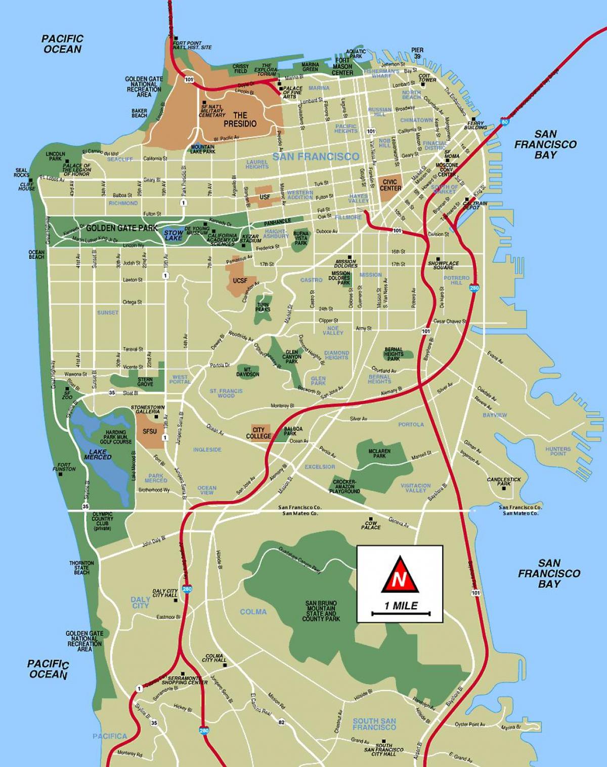 Karte San Francisco bezsaistē