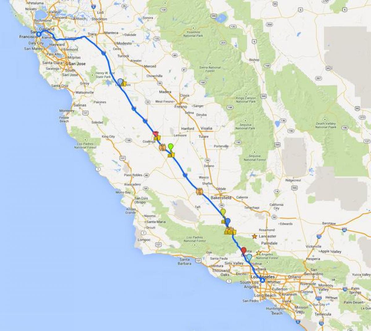 Karte San Francisco braukšanas ceļojums