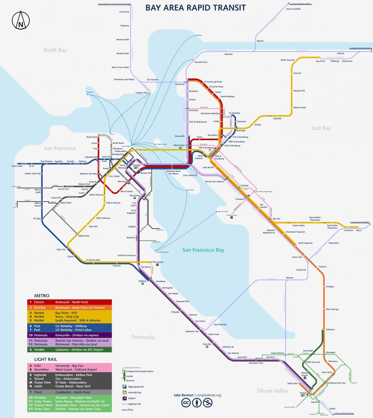 Sanfrancisko metro sistēma karte