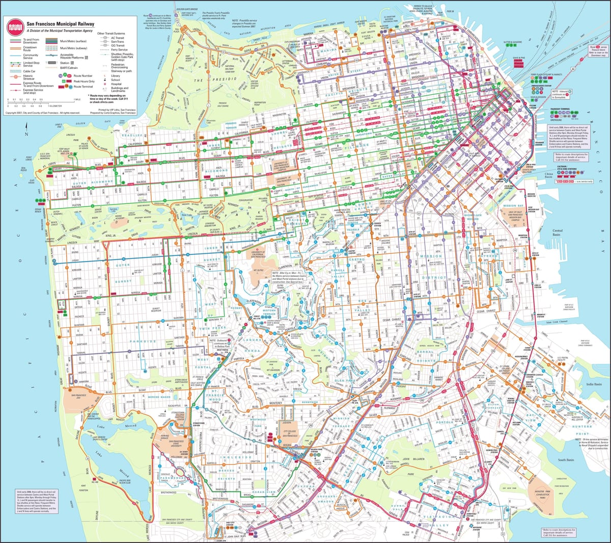 Karte San Francisco dzelzceļa