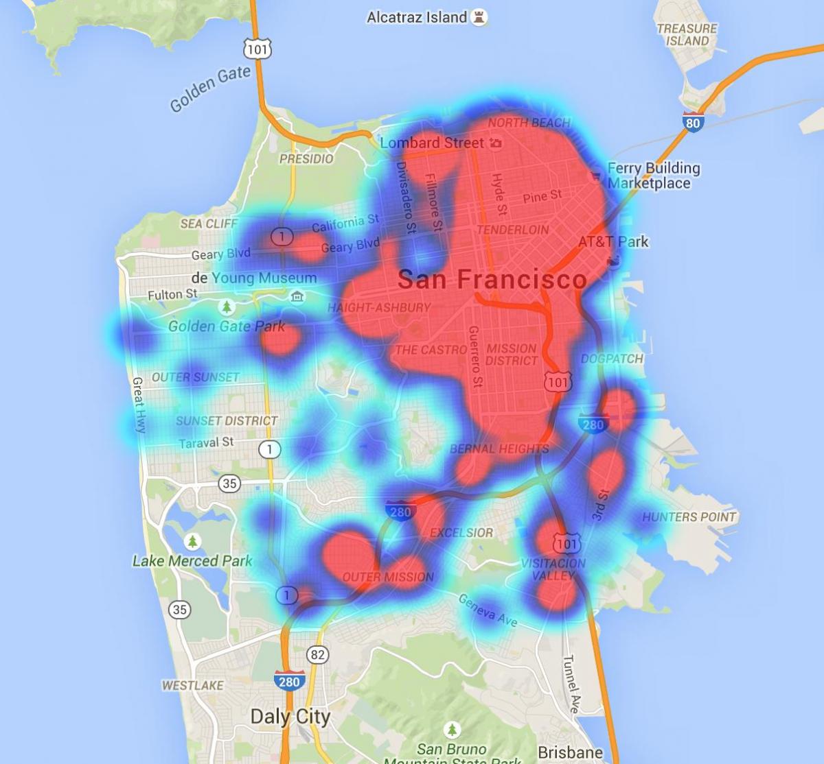 Karte San Francisco ekskrementi