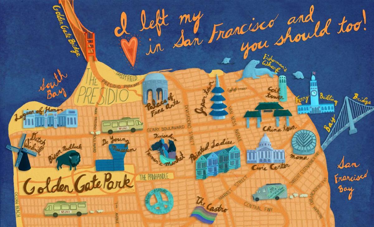 Karte San Francisco ilustrācijas