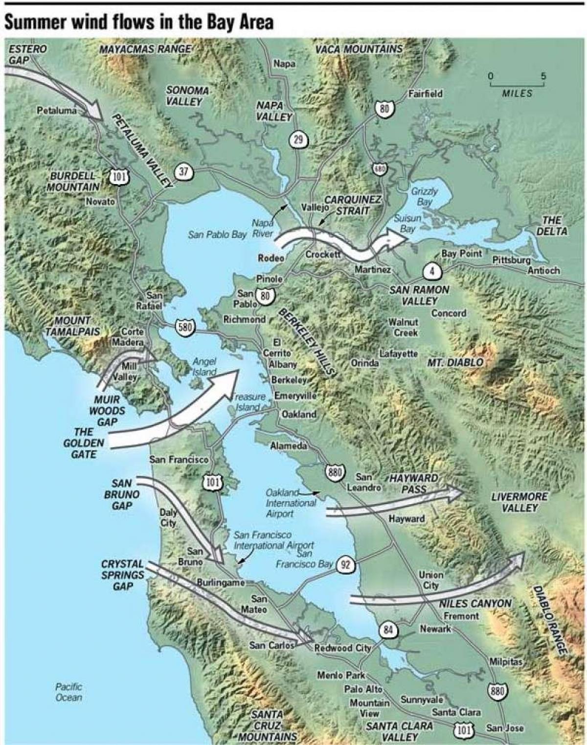 Karte San Francisco mikroklimats