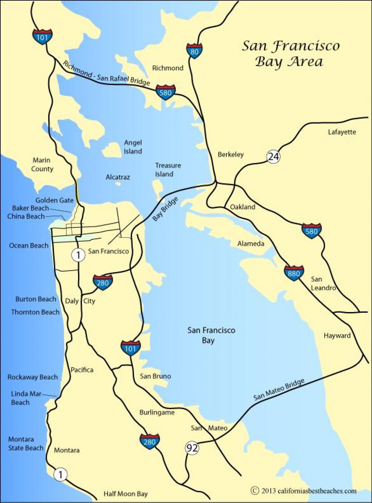 Karte San Francisco pludmales