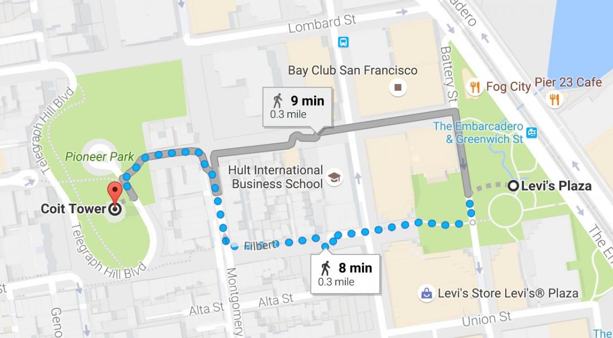 Karte San Francisco self guided walking tour