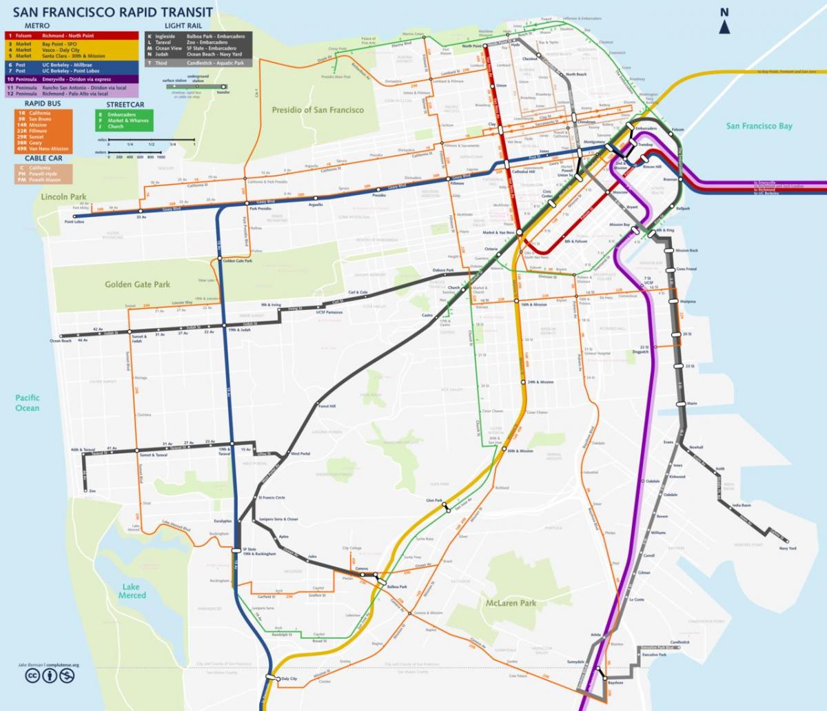 San Fran sabiedriskā transporta karti