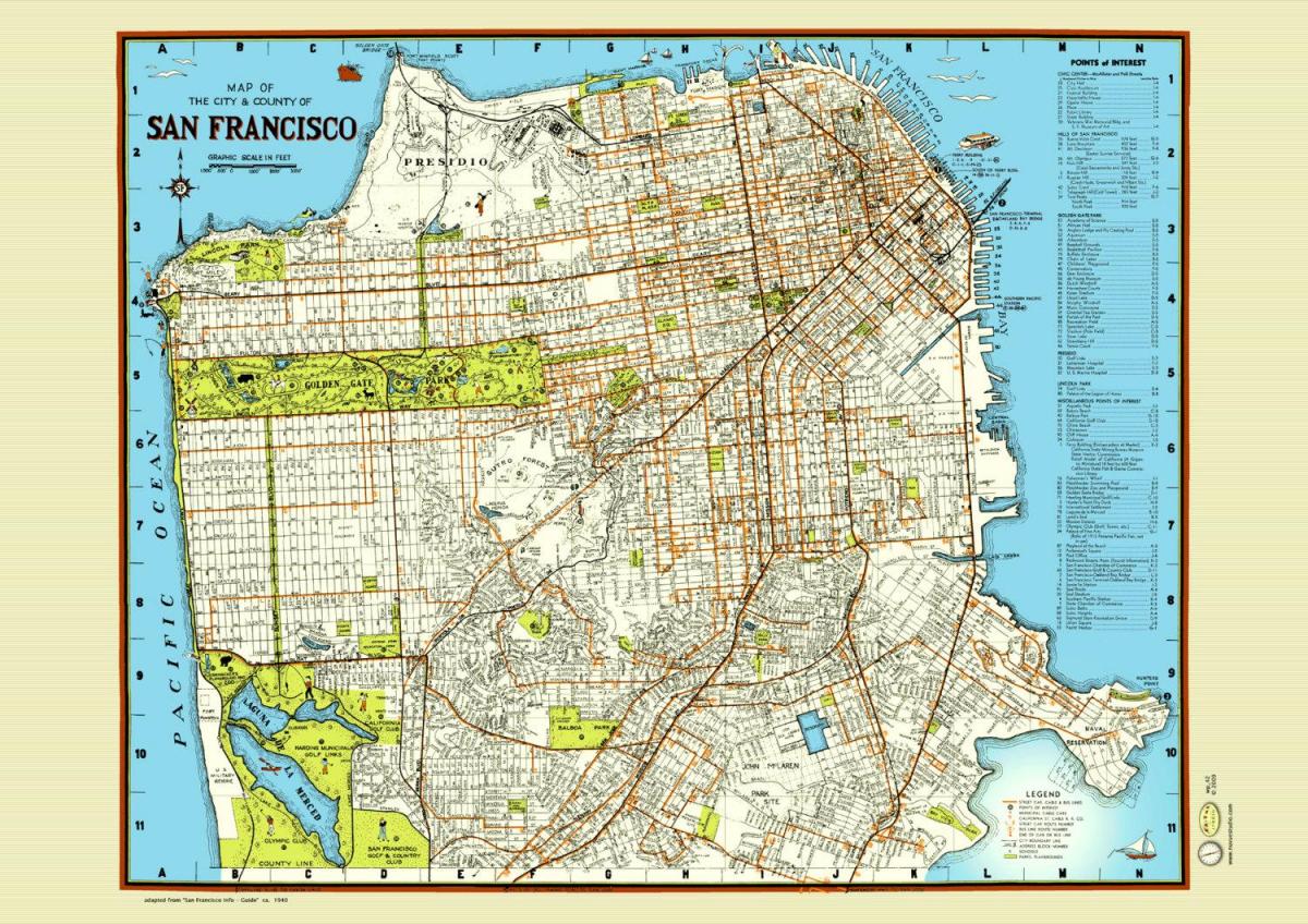 Karte San Francisco iela plakāts