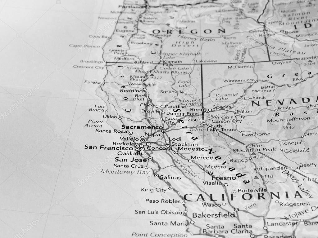 melnā un baltā karte San Francisco