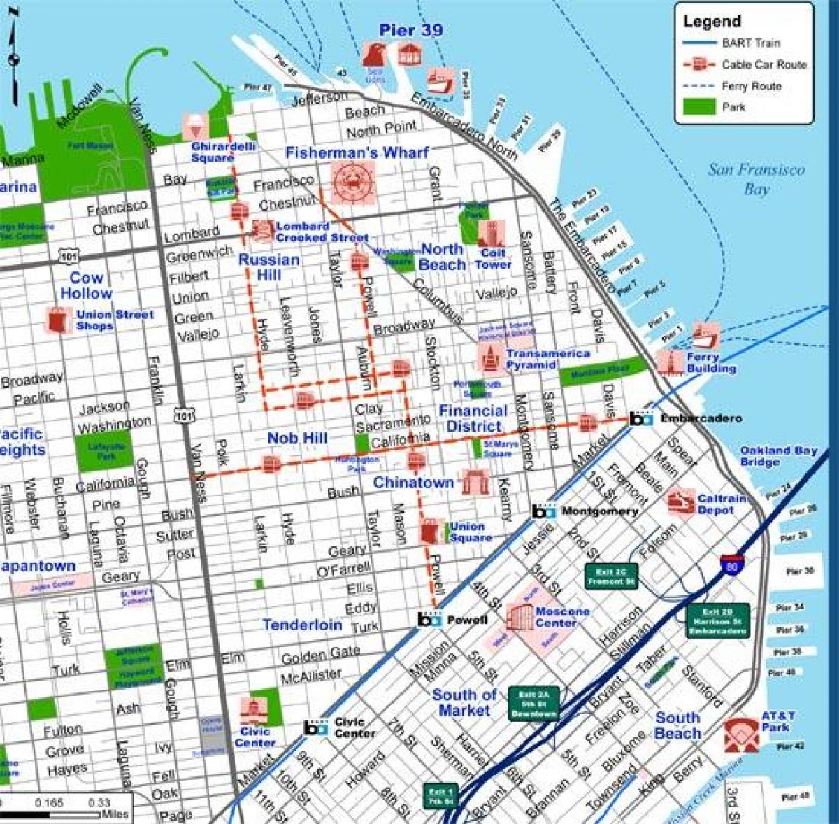 Karte San Francisco pilsētas ielu