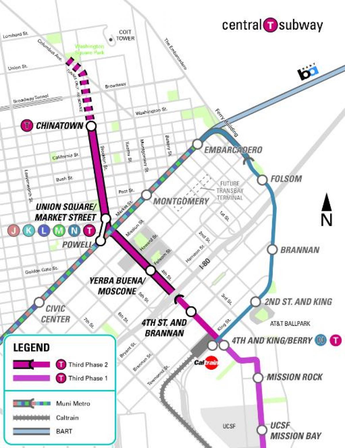 centrālā metro San Francisco karte