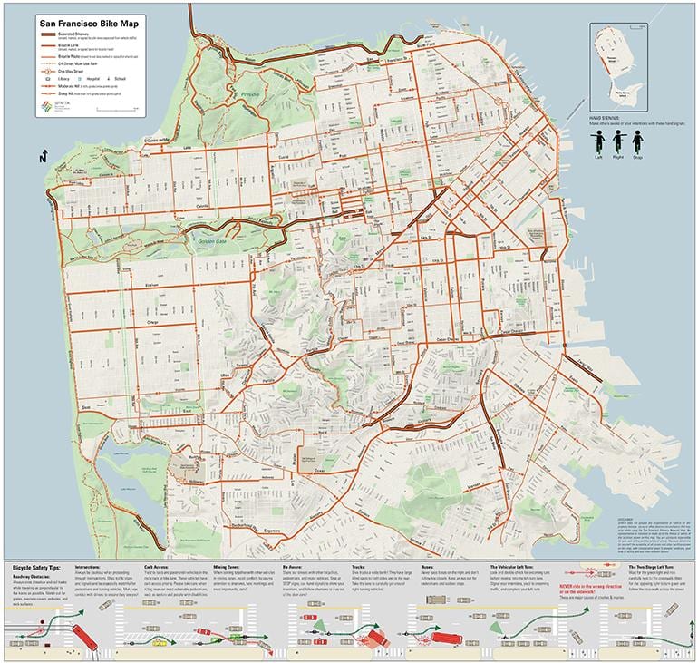 San Francisco velosipēdu karte