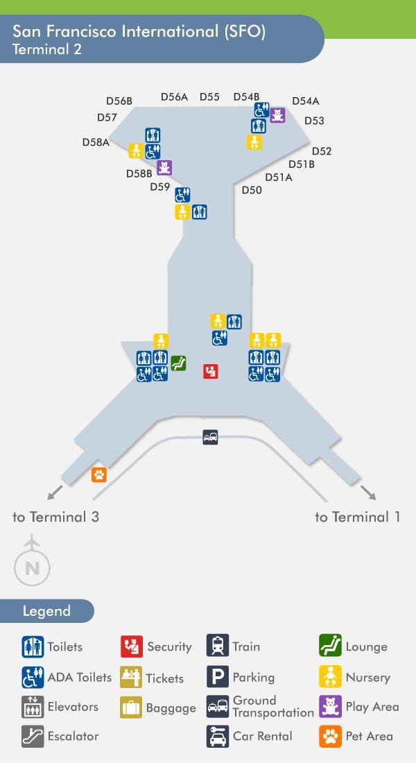 San Francisco airport terminal 2 karte