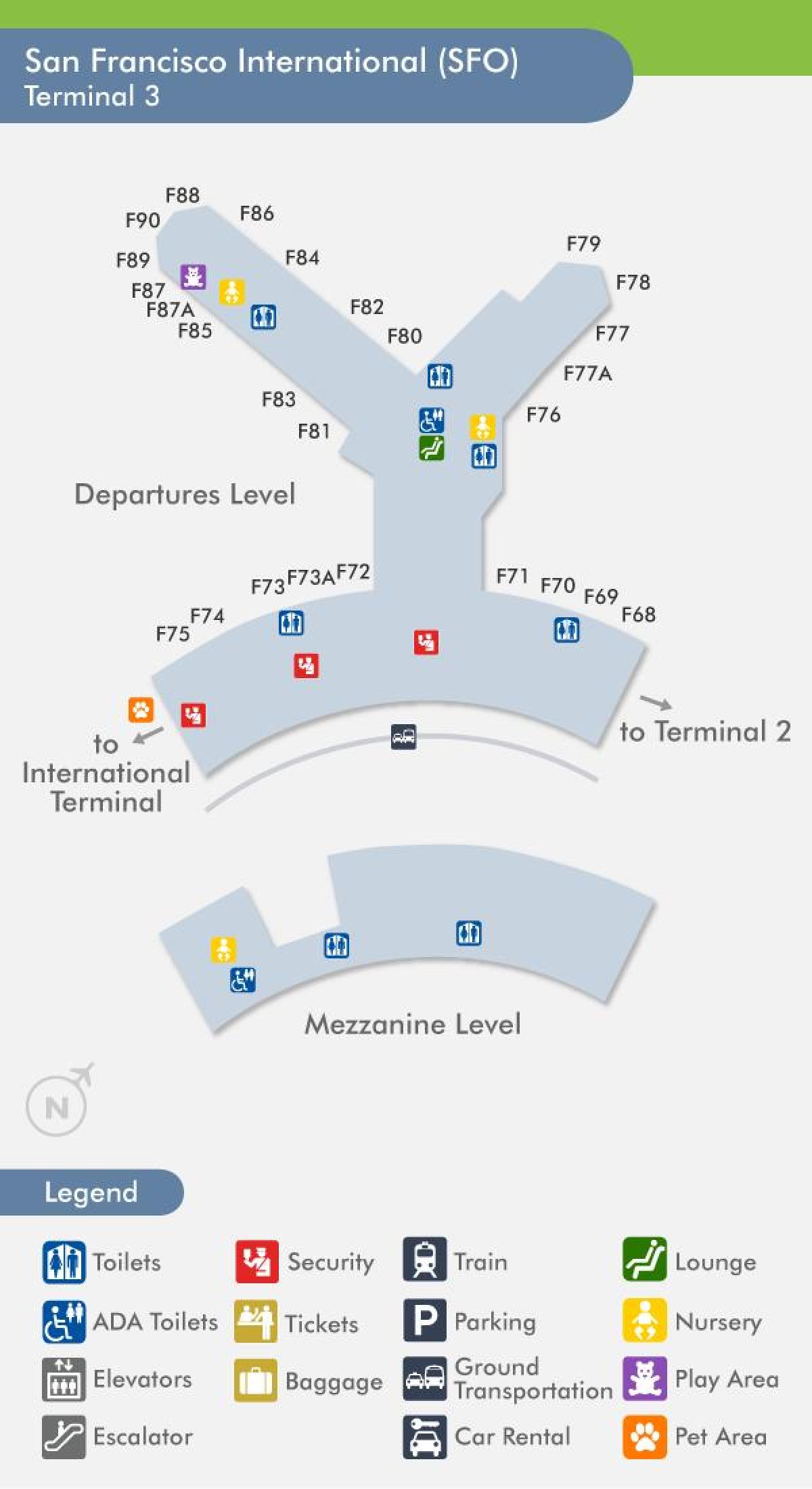 SFO airport karti terminālā 3