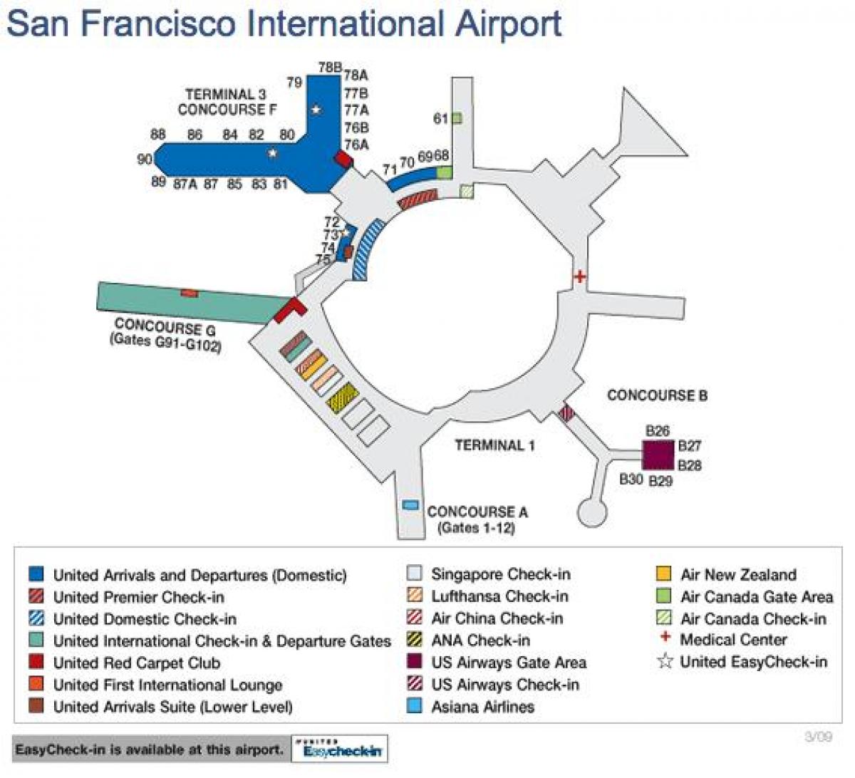 San Francisco airport karte, apvienotā