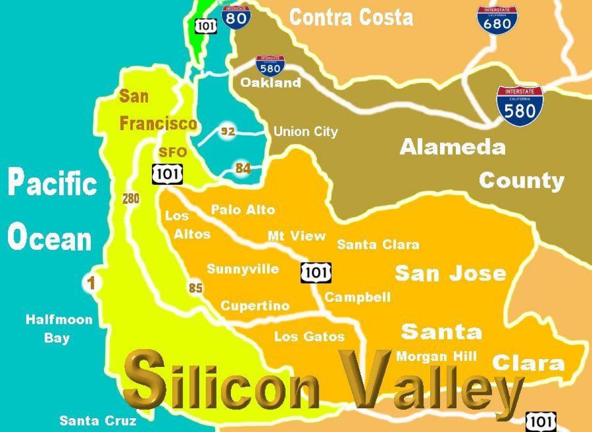 Karte silicon valley atrašanās vieta