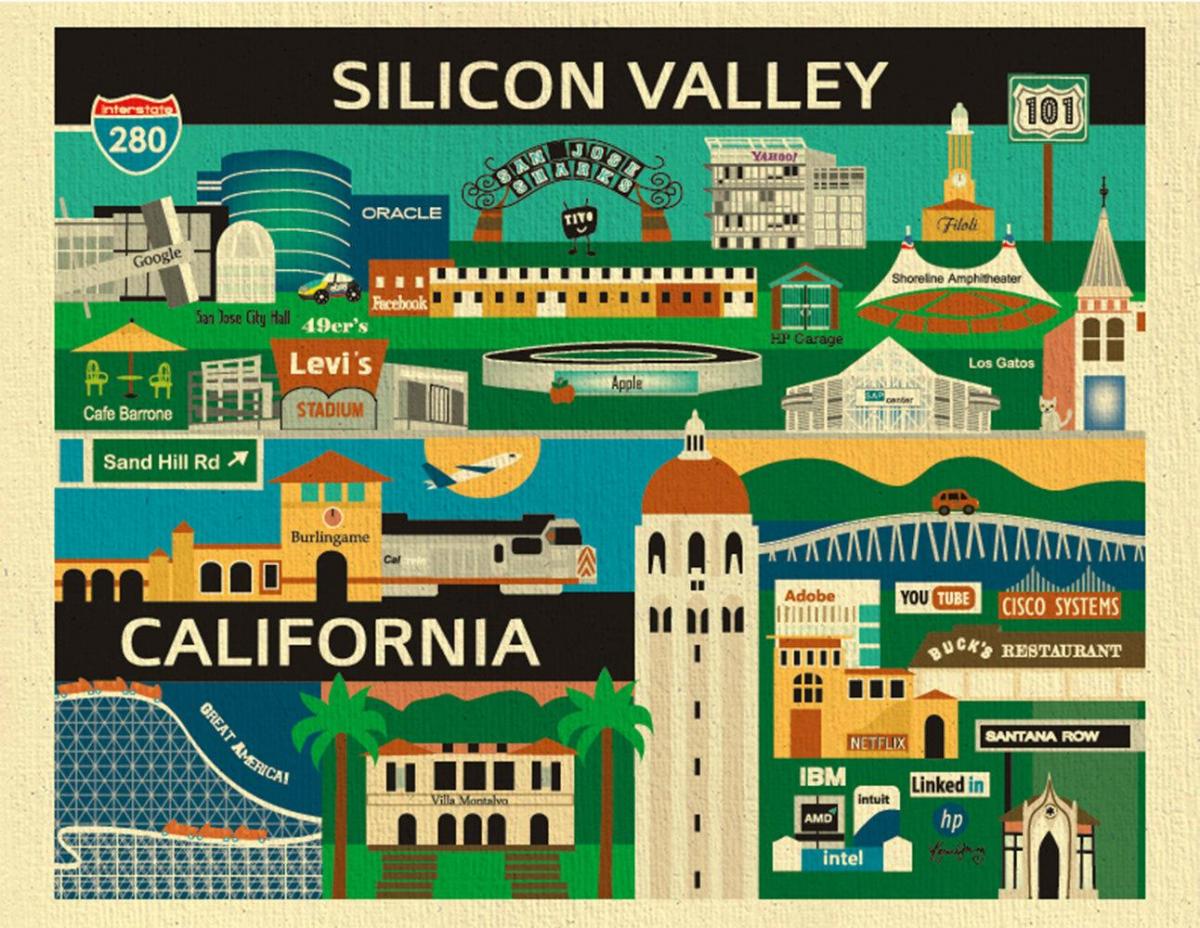 Karte silicon valley plakāts