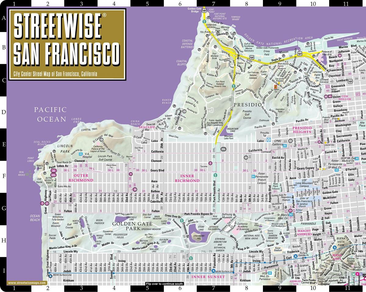 Karte streetwise San Francisco