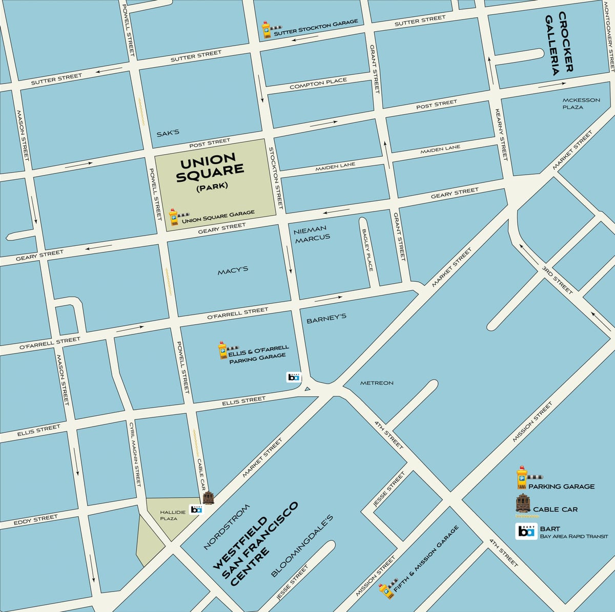San Francisco iepirkšanās karte
