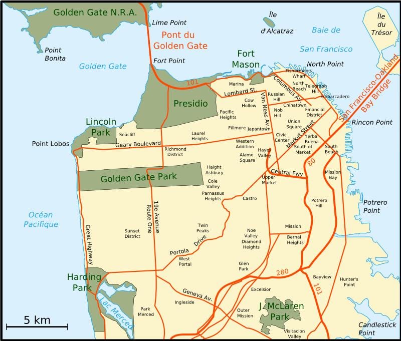 Karte lielāku bay area