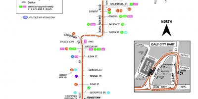 San Francisco autobusu 28 maršruta karte