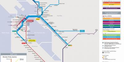 Bart stacijas San Francisco karte