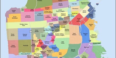 San Francisco bay area apkārtnes karte