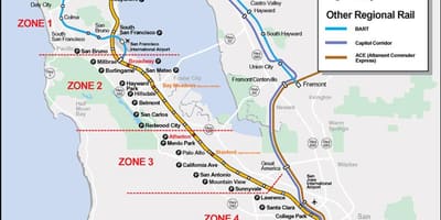 Caltrain maršruta karte