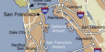 Karte San Francisco airport un apkārtnē