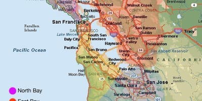 San Francisco laukums karti un apkārtnē