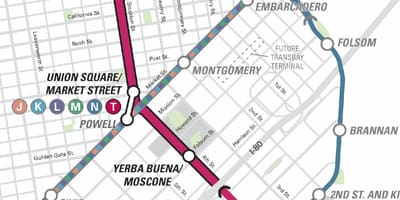 Karte tirgus ielā San Francisco