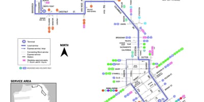 San Francisco 30 autobusu maršruta karte