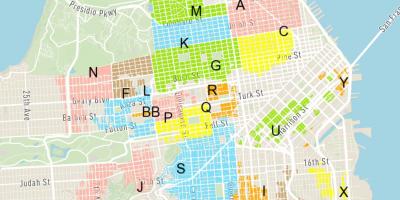 Bezmaksas ielas autostāvvieta San Francisco karte