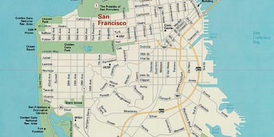 Karte San Francisco galvenās atrakcijas