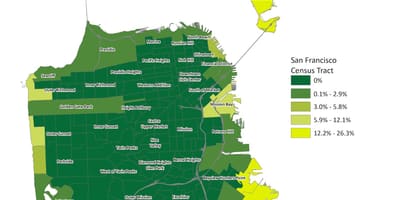 Karte San Francisco plūdu zonā