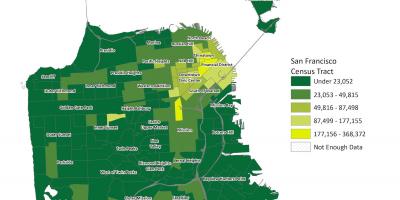 Karte San Francisco iedzīvotāju blīvums