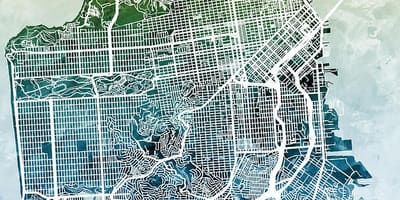 Karte San Francisco pilsētas mākslas